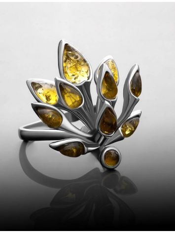 Luminous Amber Ring In Sterling Silver The Dahlia, Ring Size: 7 / 17.5, image , picture 2