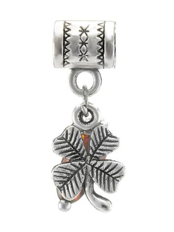 Four Leaf Clover Charm With Cherry Amber In Sterling Silver The Shamrock, image , picture 4