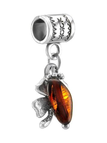 Four Leaf Clover Charm With Cherry Amber In Sterling Silver The Shamrock, image , picture 3