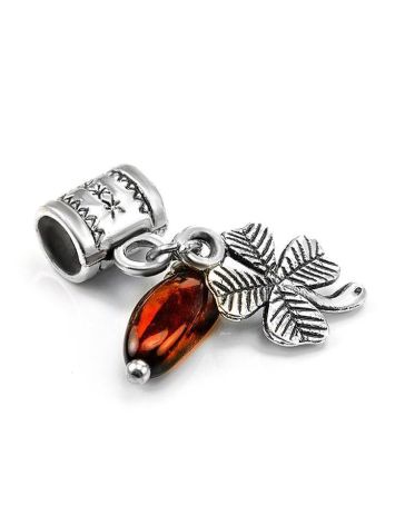 Four Leaf Clover Charm With Cherry Amber In Sterling Silver The Shamrock, image , picture 2