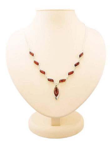 Wonderful Silver Necklace With Cognac Amber The Taurus, image 