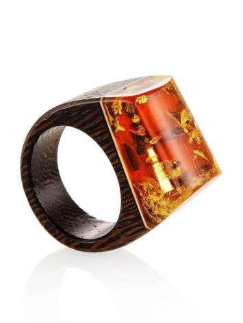 Wooden Ring With Lemon Amber The Indonesia, Ring Size: 7 / 17.5, image , picture 3