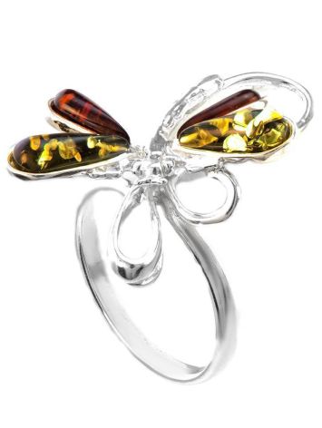 Stylish Sterling Silver Ring With Multicolor Amber The Dragonfly, Ring Size: 9.5 / 19.5, image , picture 3