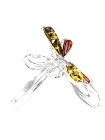 Stylish Sterling Silver Ring With Multicolor Amber The Dragonfly, Ring Size: 9.5 / 19.5, image , picture 5
