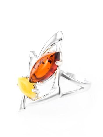 Amazing Silver Ring With Shiny Multicolor Amber The Pegasus, Ring Size: 6 / 16.5, image , picture 4