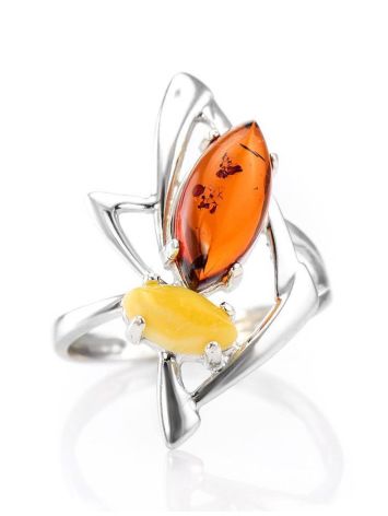 Amazing Silver Ring With Shiny Multicolor Amber The Pegasus, Ring Size: 6 / 16.5, image , picture 3