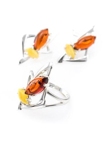 Amazing Silver Ring With Shiny Multicolor Amber The Pegasus, Ring Size: 6 / 16.5, image , picture 5