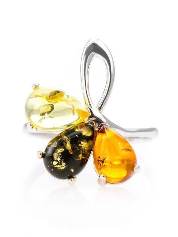 Multicolor Amber Ring In Sterling Silver the Dandelion, Ring Size: 5.5 / 16, image , picture 2
