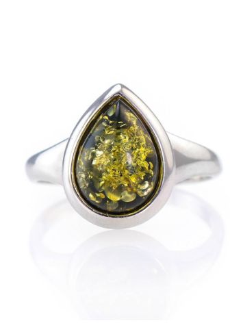 Sterling Silver Ring With Green Amber The Fiori, Ring Size: 5.5 / 16, image , picture 2