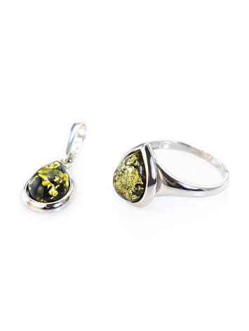 Sterling Silver Ring With Green Amber The Fiori, Ring Size: 9.5 / 19.5, image , picture 3