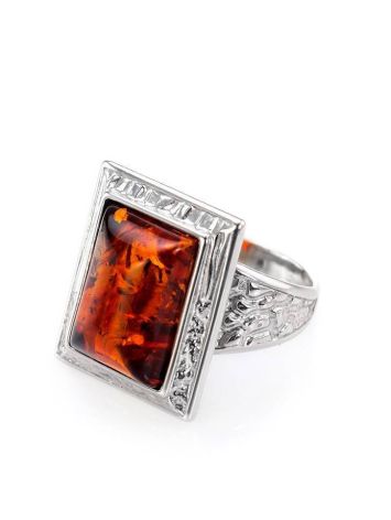 Bold Geometric Amber Ring In Sterling Silver The Hermitage, Ring Size: 6 / 16.5, image , picture 4