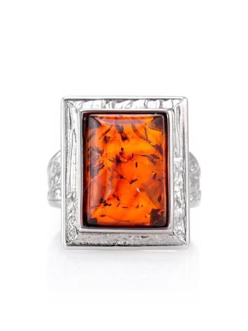 Bold Geometric Amber Ring In Sterling Silver The Hermitage, Ring Size: 6 / 16.5, image , picture 3