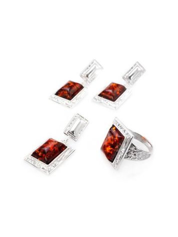 Bold Geometric Amber Ring In Sterling Silver The Hermitage, Ring Size: 6 / 16.5, image , picture 5