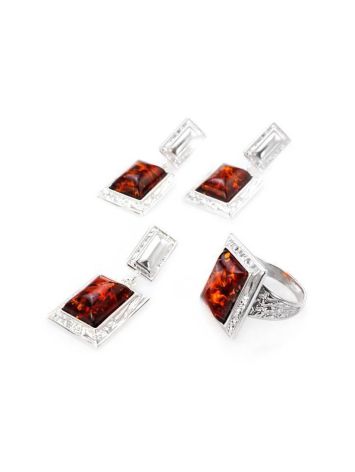 Bold Geometric Amber Ring In Sterling Silver The Hermitage, Ring Size: 11 / 20.5, image , picture 5