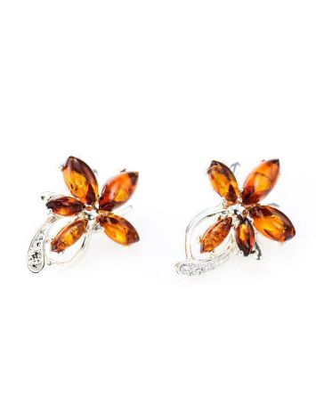 Cognac Amber Earrings In Sterling Silver The Verbena, image , picture 3