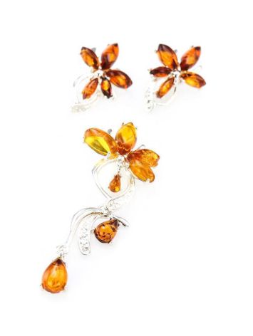 Cognac Amber Earrings In Sterling Silver The Verbena, image , picture 5