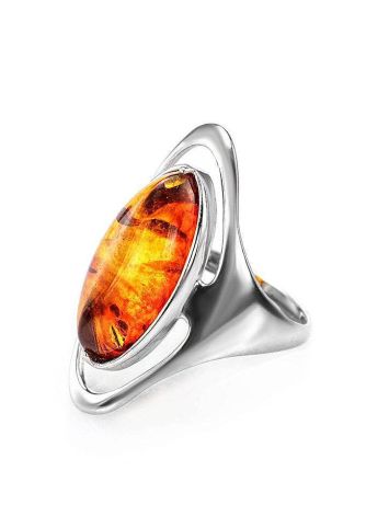 Silver Cocktail Ring With Cognac Amber The Sonnet, Ring Size: 9 / 19, image , picture 3