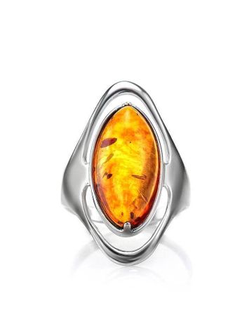 Silver Cocktail Ring With Cognac Amber The Sonnet, Ring Size: 9 / 19, image , picture 2
