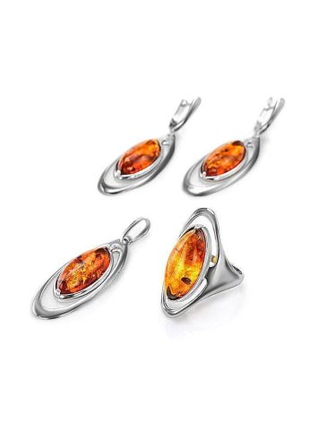 Silver Cocktail Ring With Cognac Amber The Sonnet, Ring Size: 9 / 19, image , picture 4