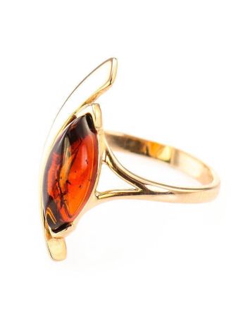 Golden Ring With Leaf Cut Amber The Liana, Ring Size: 8.5 / 18.5, image , picture 3