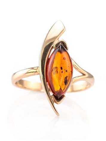 Golden Ring With Leaf Cut Amber The Liana, Ring Size: 8.5 / 18.5, image , picture 2