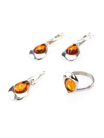 Bright Cognac Amber Ring In Sterling Silver The Orion, Ring Size: 6 / 16.5, image , picture 4