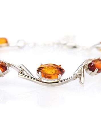 Cognac Amber Bracelet In Sterling Silver The Verbena, image , picture 2