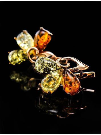 Multicolor Amber Earrings In Gold The Dandelion, image , picture 2