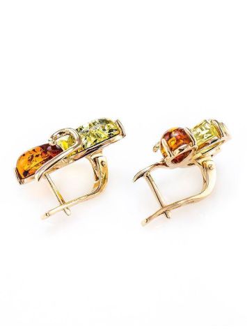 Multicolor Amber Earrings In Gold The Dandelion, image , picture 5