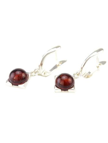 Bright Silver Drop Earrings With Cherry Amber The Rondo, image , picture 3