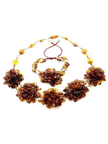 Cognac Amber Necklace The Chrysanthemum, image , picture 6