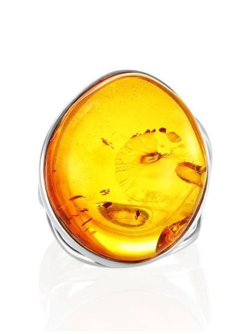 Classy Silver Ring With Cognac Amber The Glow, Ring Size: Adjustable, image , picture 3