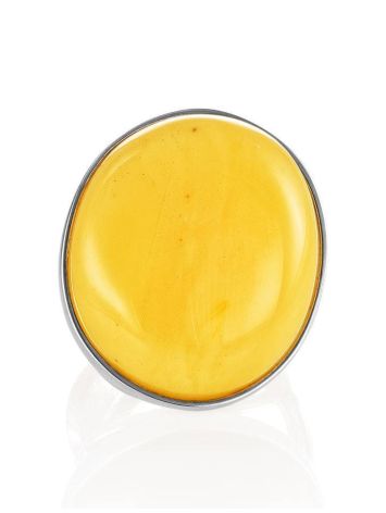 Bold Silver Ring With Honey Amber The Glow, Ring Size: Adjustable, image , picture 3