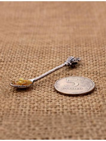 Sterling Silver Souvenir Spoon With Honey Amber, image , picture 3
