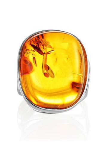 Adjustable Silver Ring With Cognac Amber The Glow, Ring Size: Adjustable, image , picture 3