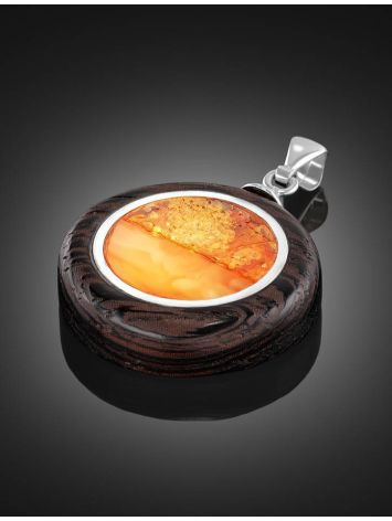 Round Honey Amber And Wenge Wood Pendant The Indonesia, image , picture 2