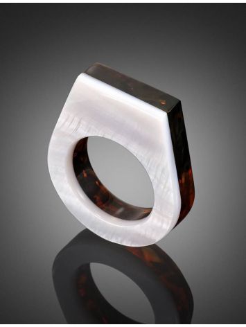Stylish Amber Ring With Nacre The Magma, image , picture 3