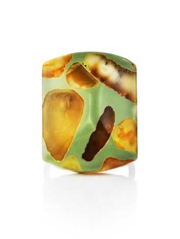Open Ring With Honey Amber And Green Polymer The Dalmatian, Ring Size: Adjustable, image , picture 3