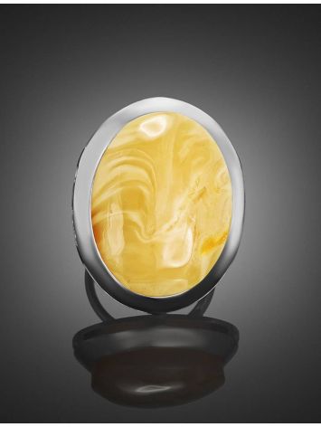 Opulent Silver Ring With Honey Amber The Glow, Ring Size: Adjustable, image , picture 2