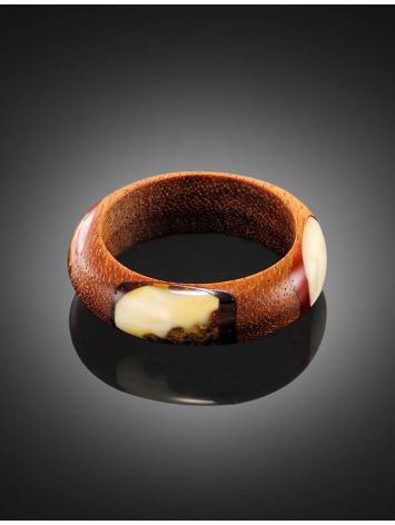 Wooden Ring With Honey Amber The Indonesia, Ring Size: 8 / 18, image , picture 2