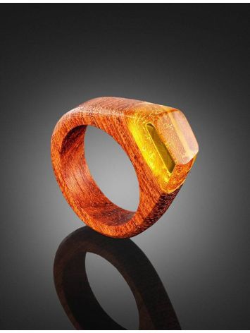 Redwood Ring With Lemon Amber The Indonesia, Ring Size: 9 / 19, image , picture 2