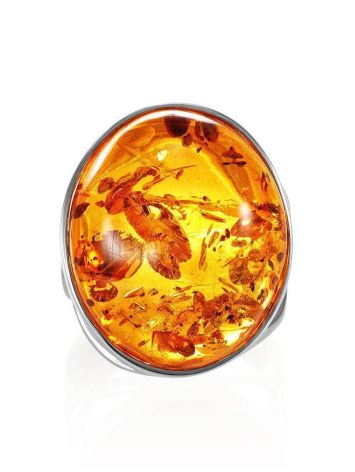 Bold Cognac Amber Ring In Sterling Silver The Glow, Ring Size: Adjustable, image , picture 4