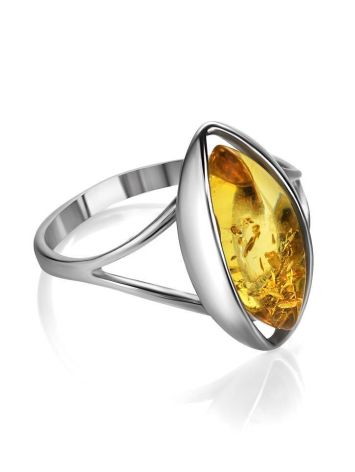 Luminous Lemon Amber Ring In Sterling Silver The Sophia, Ring Size: 8.5 / 18.5, image , picture 3