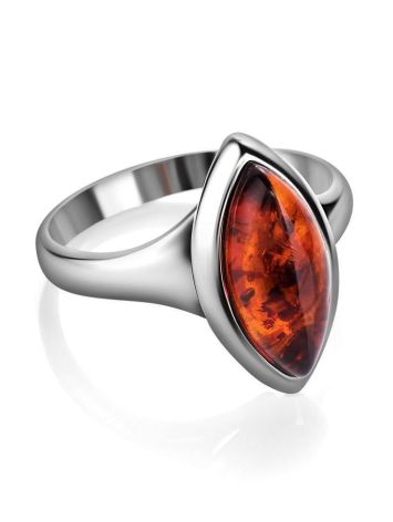Refined Cognac Amber Ring In Sterling Silver The Amaranth, Ring Size: 5.5 / 16, image , picture 3