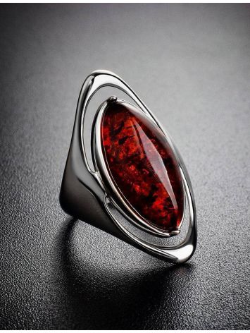 Bright Silver Ring With Cherry Amber The Sonnet, Ring Size: 5.5 / 16, image , picture 2