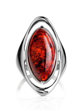 Bright Silver Ring With Cherry Amber The Sonnet, Ring Size: 10 / 20, image , picture 4