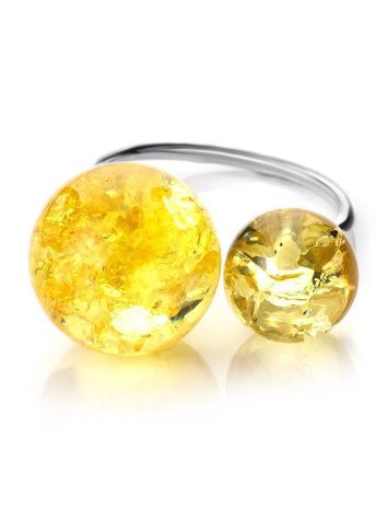 Luminous Lemon Amber Ring In Sterling Silver The Paris, Ring Size: Adjustable, image , picture 4