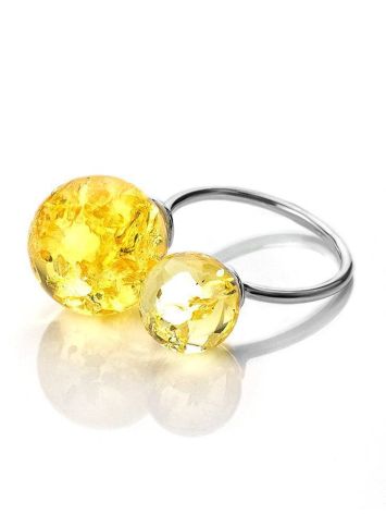 Luminous Lemon Amber Ring In Sterling Silver The Paris, Ring Size: 8 / 18, image , picture 5