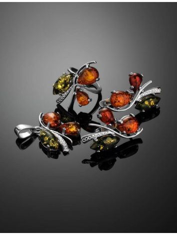 Multicolor Amber Ring In Sterling Silver The Verbena, Ring Size: 11.5 / 21, image , picture 5
