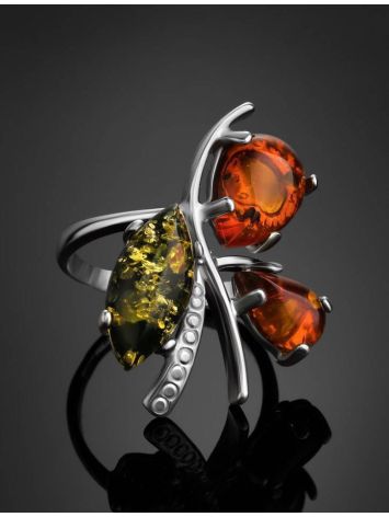 Multicolor Amber Ring In Sterling Silver The Verbena, Ring Size: 11.5 / 21, image , picture 2